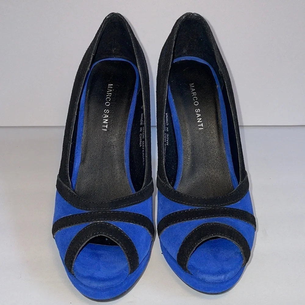 MARCO SANTI blue cobalt Virginia heels pumps in women’s 5.5M - Picture 3 of 14